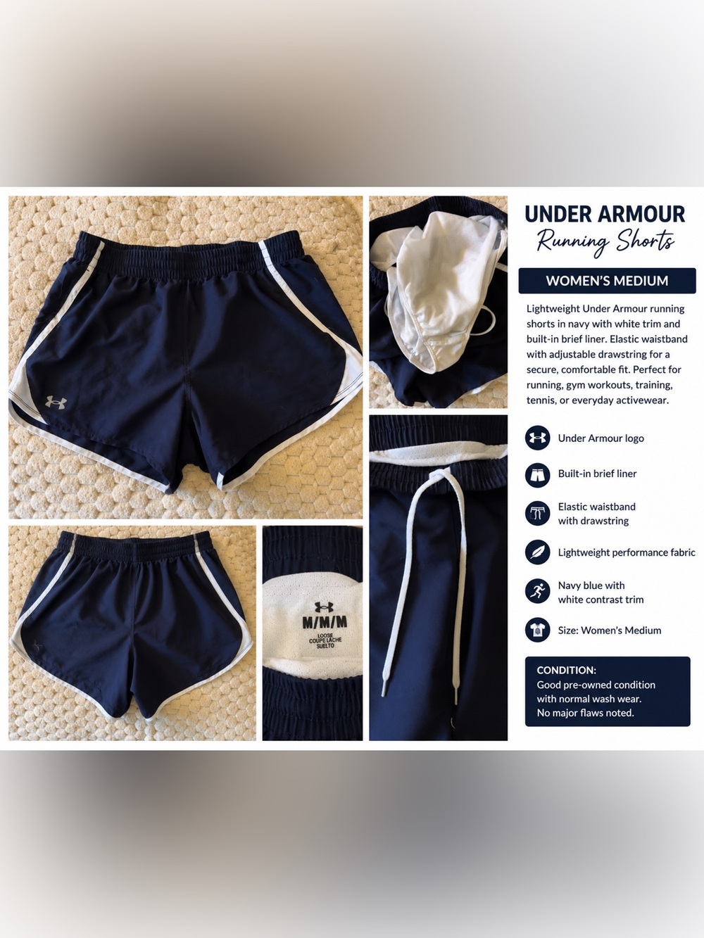 Under Armour Navy Running Shorts | Women’s Medium